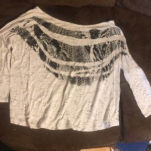 Slouchy Neck Black and White Tee